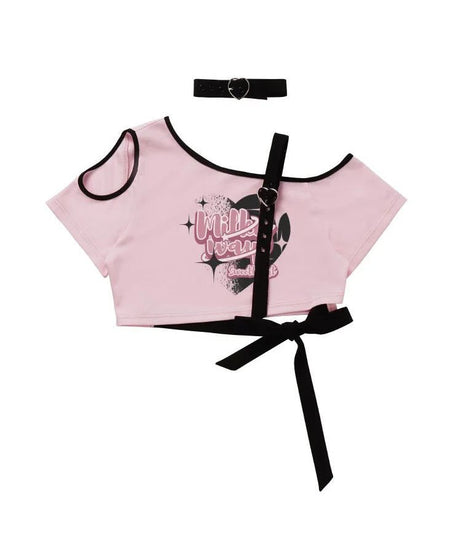 Milk Heart Strap Crop Top - Crop Tops