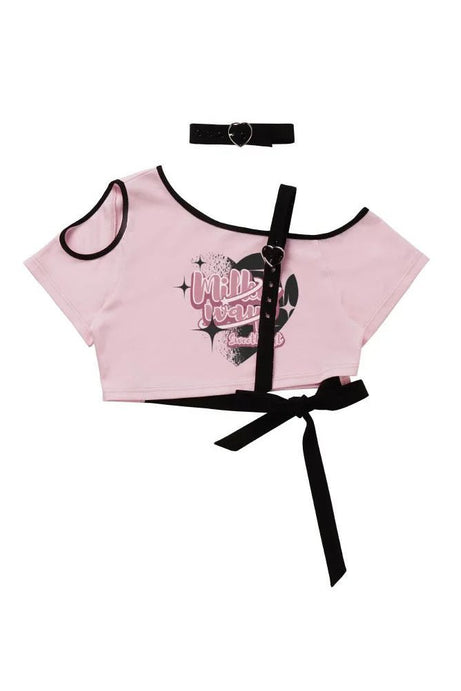 Milk Heart Strap Crop Top - Crop Tops