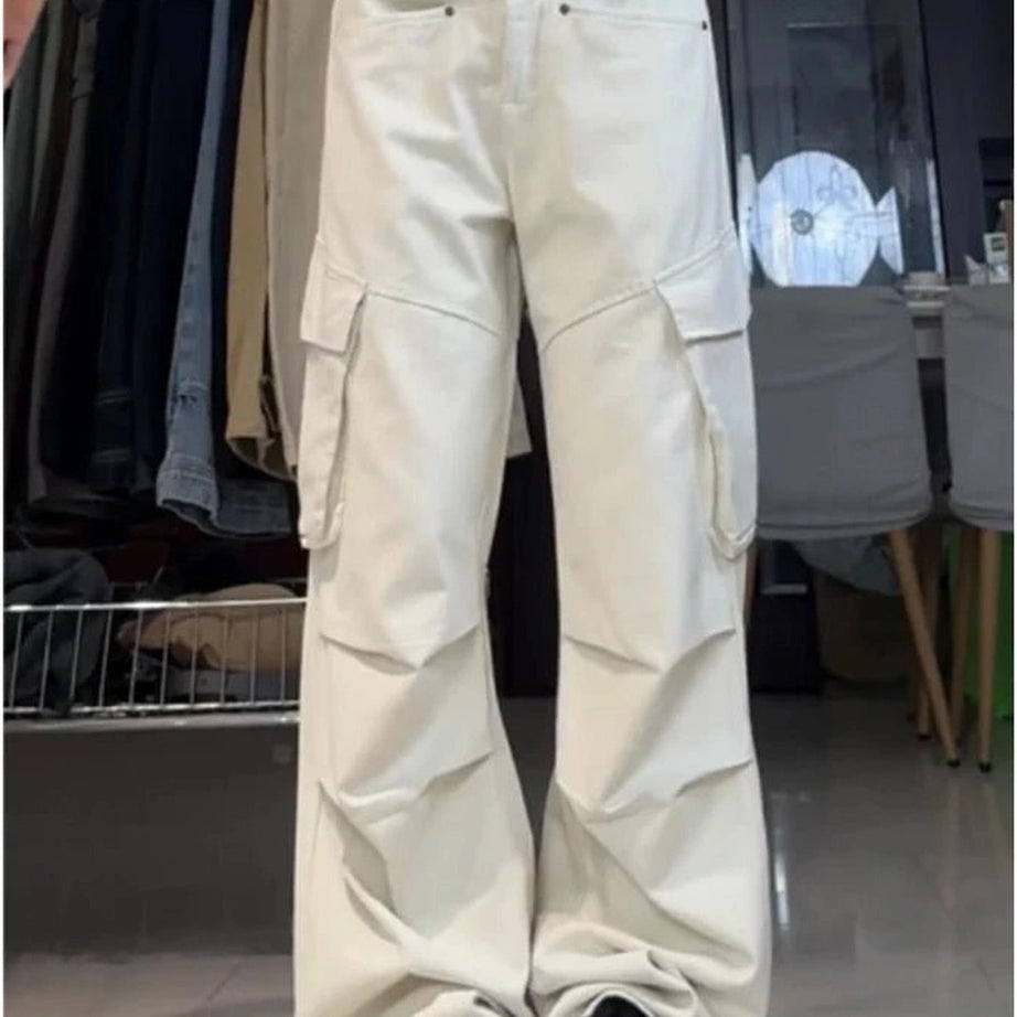 Y2k Minimalist Cargo Wide-Leg Pants Shoptery