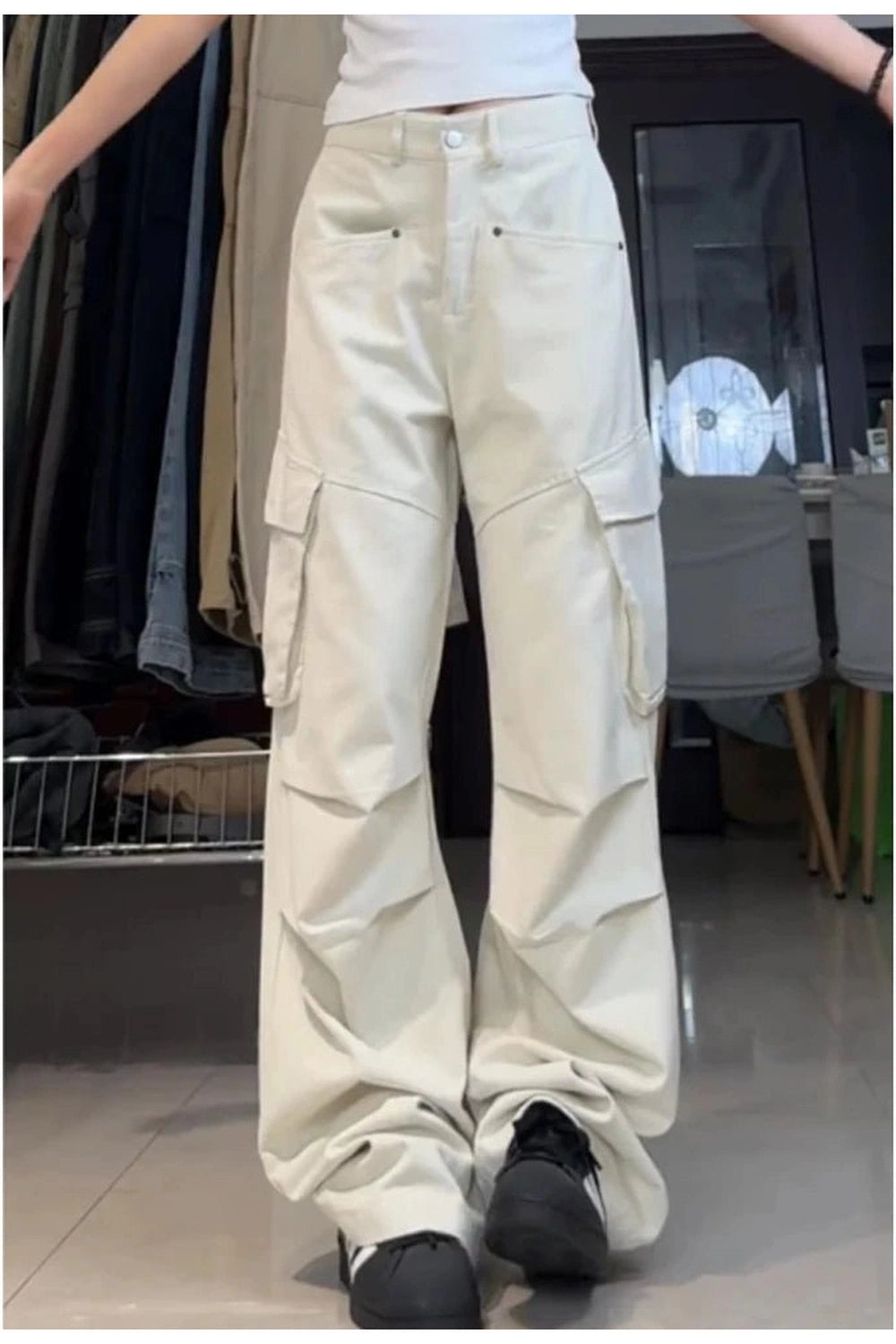 Y2k Minimalist Cargo Wide-Leg Pants Shoptery