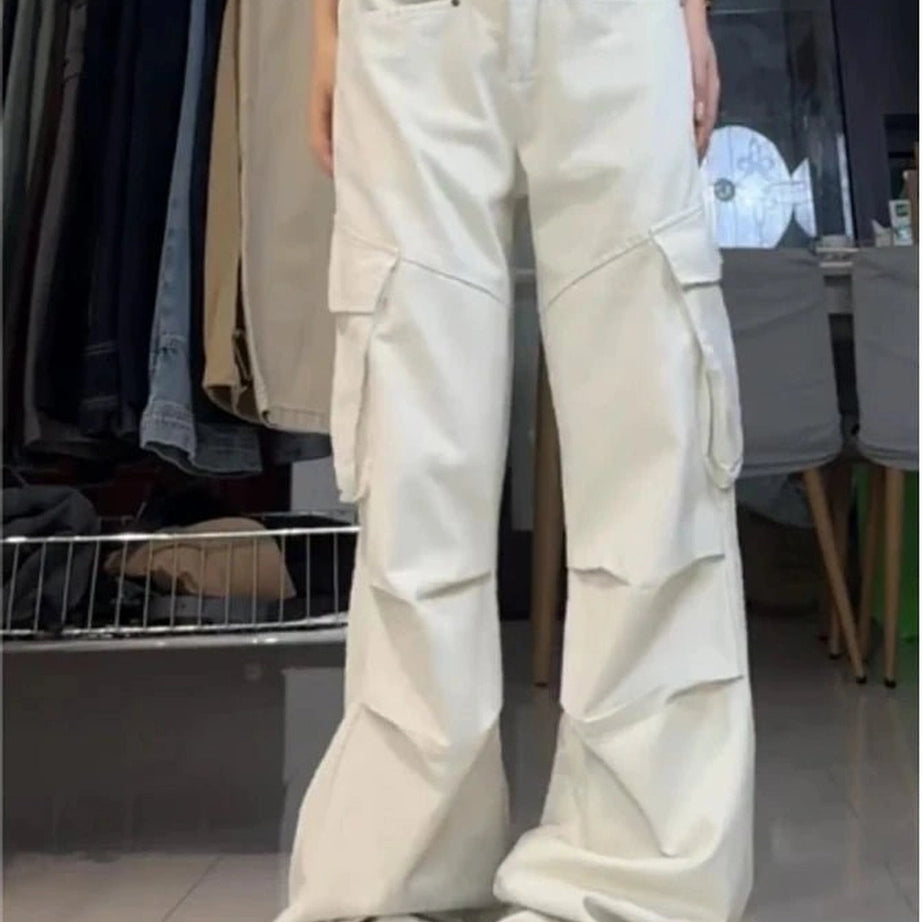 Y2k Minimalist Cargo Wide-Leg Pants Shoptery