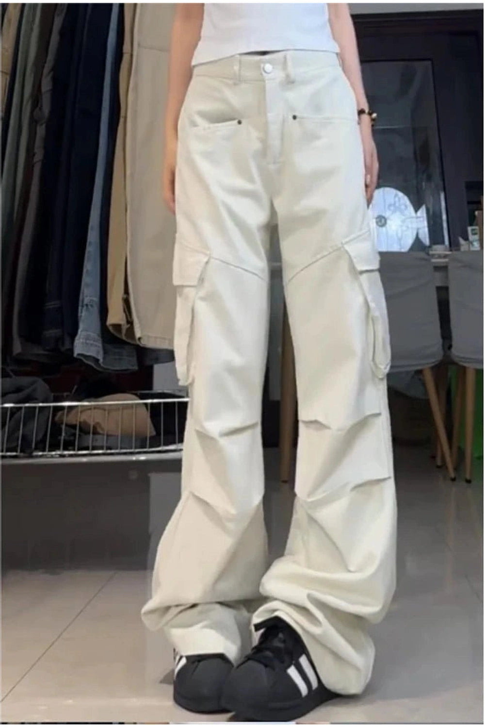 Y2k Minimalist Cargo Wide-Leg Pants Shoptery