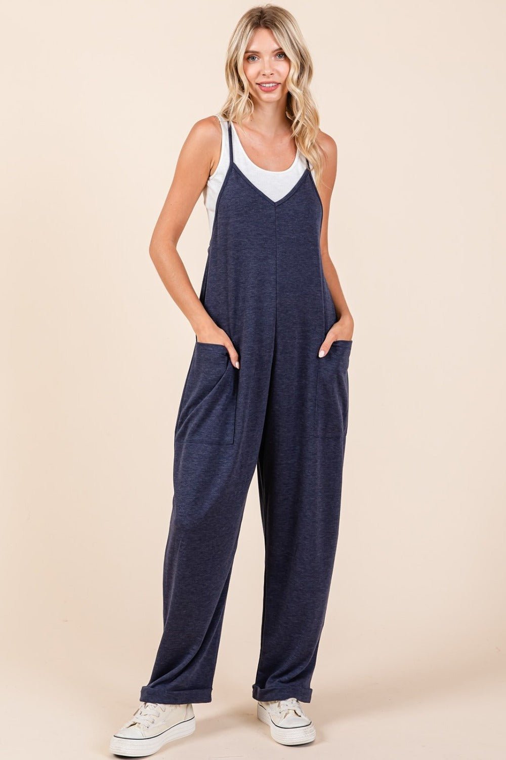 Mittoshop Patch Pocket Wide Leg Sleeveless Jumpsuit - test