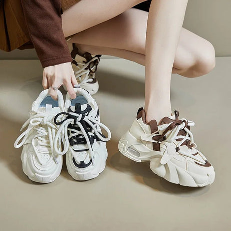 Edgy Mocha Swirl Chunky Sneakers Shoptery