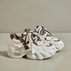 Edgy Mocha Swirl Chunky Sneakers Brown Shoptery