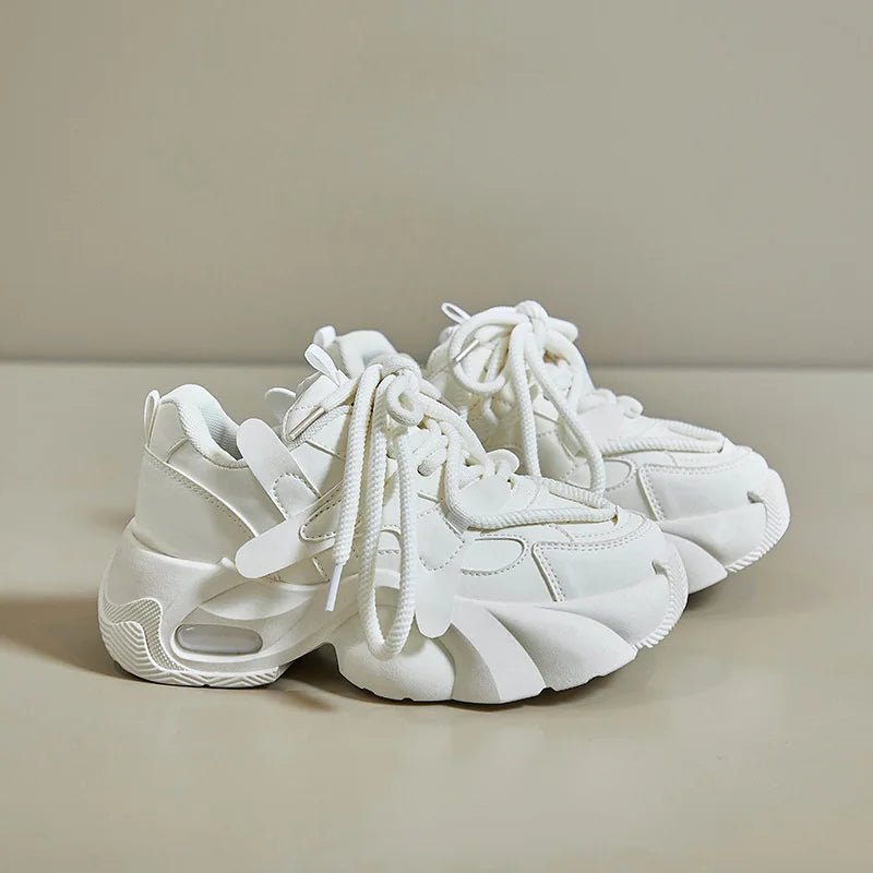 Edgy Mocha Swirl Chunky Sneakers Beige Shoptery