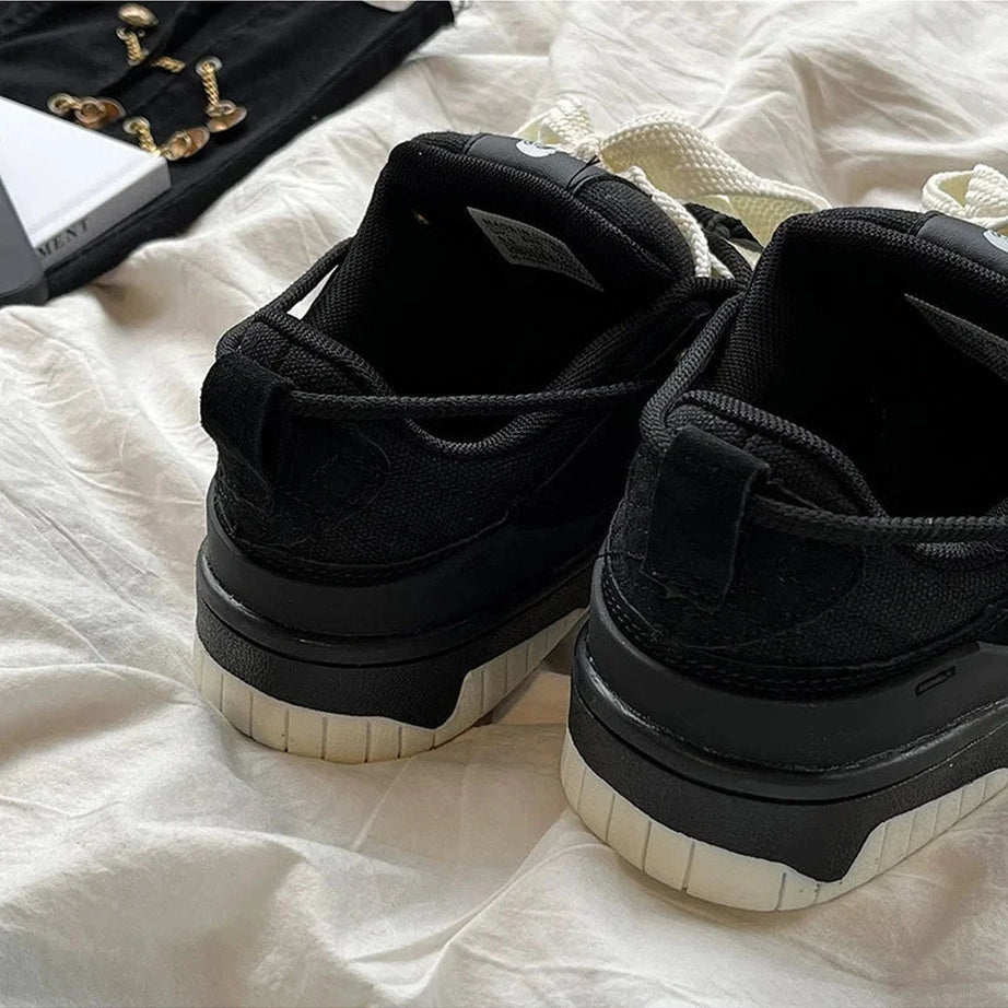 Kawaii Monochrome Edgy Low-Top Sneakers Shoptery