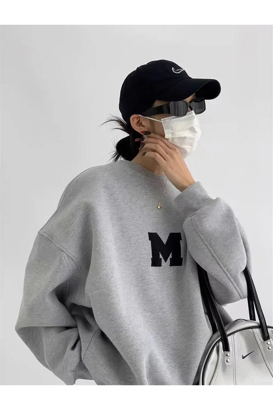 Monochrome Varsity M Oversized Sweatshirt - Sweatshirts