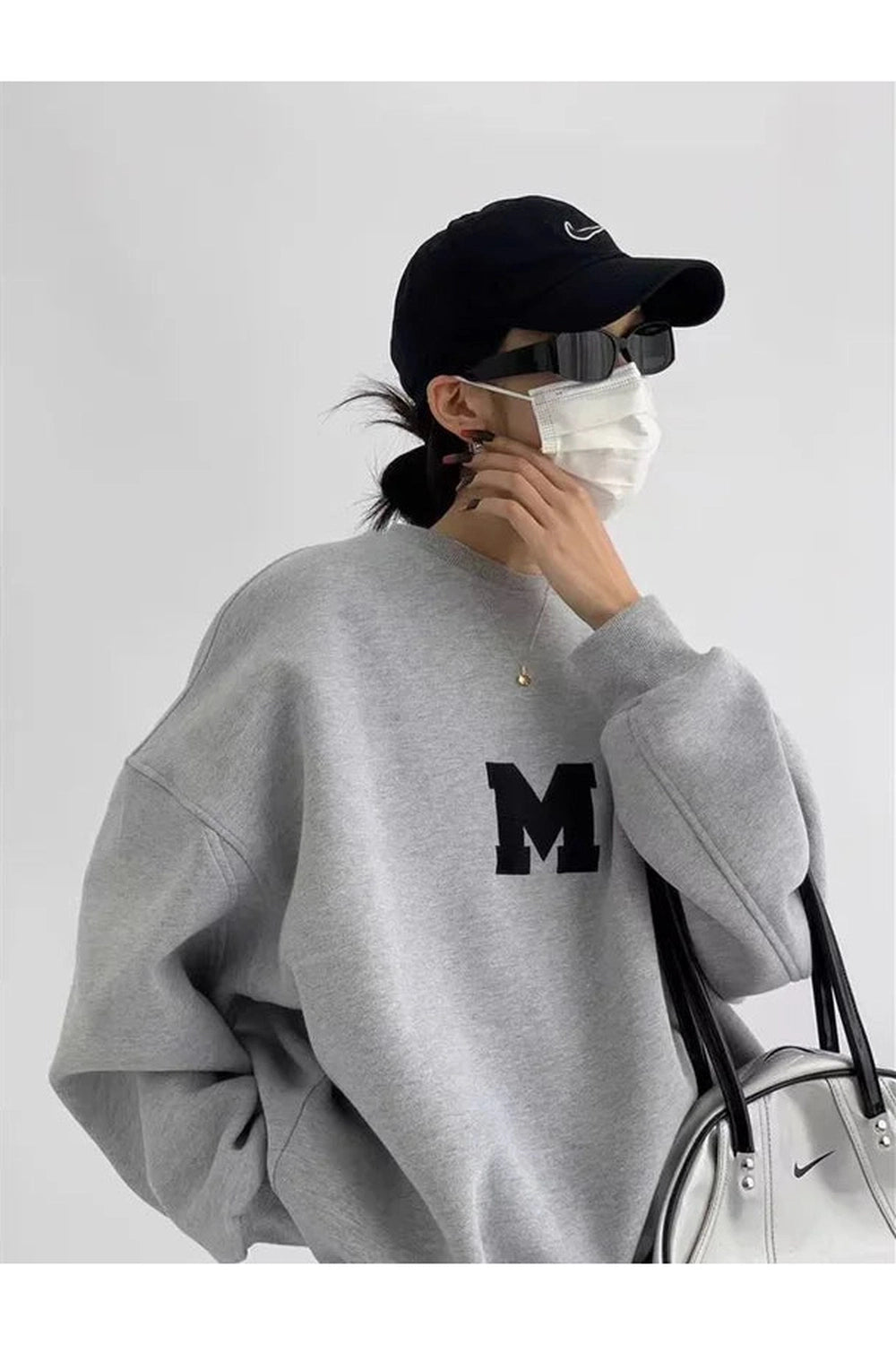 Monochrome Varsity M Oversized Sweatshirt - Sweatshirts