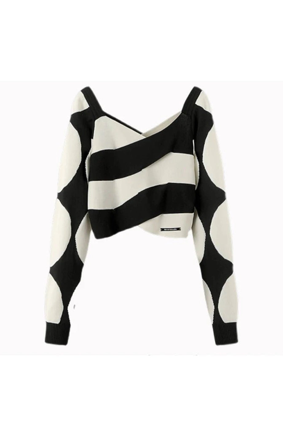 Monochrome Wave Cropped Sweater - 