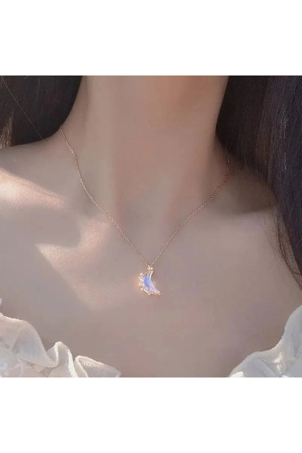 Aesthetic Moon Stainless Steel Necklace 77506 Shoptery