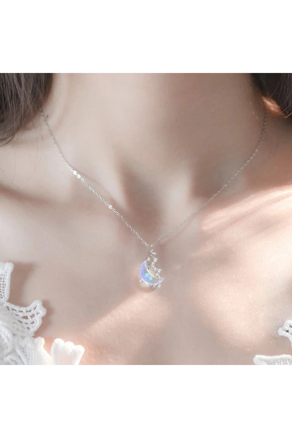 Aesthetic Moon Stainless Steel Necklace Shoptery