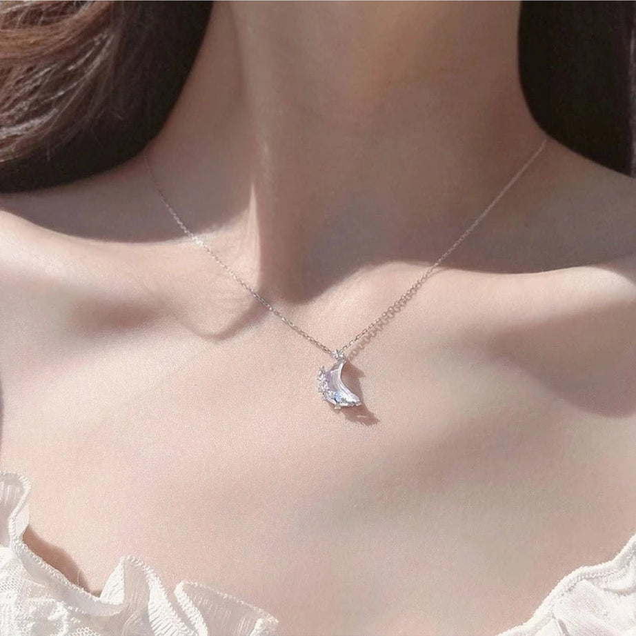 Aesthetic Moon Stainless Steel Necklace Shoptery