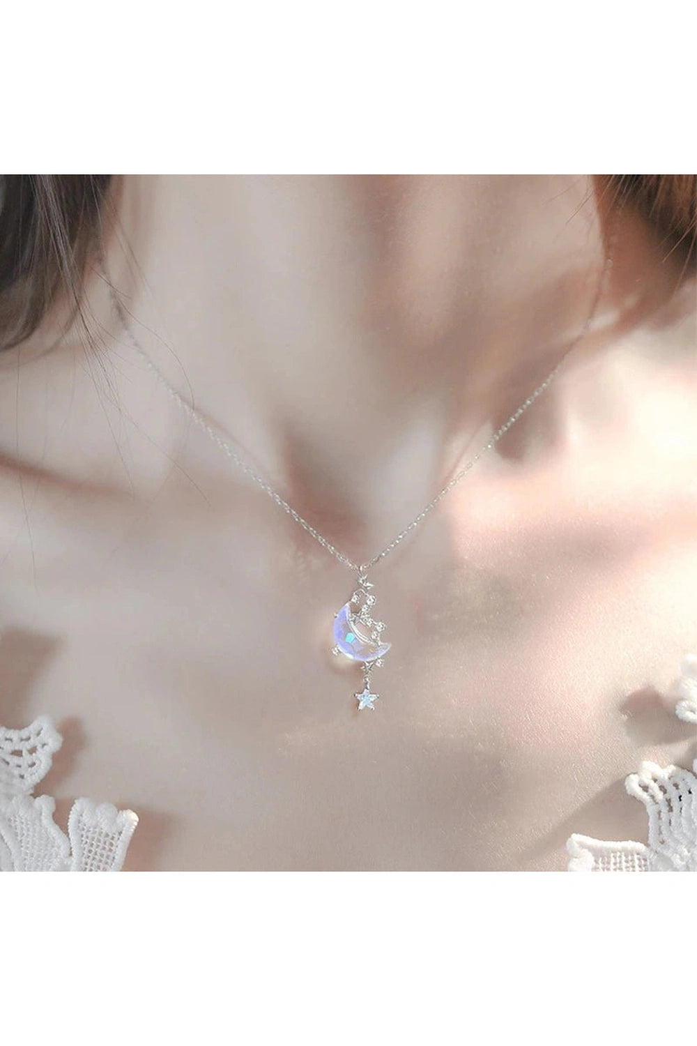 Aesthetic Moon Stainless Steel Necklace Shoptery