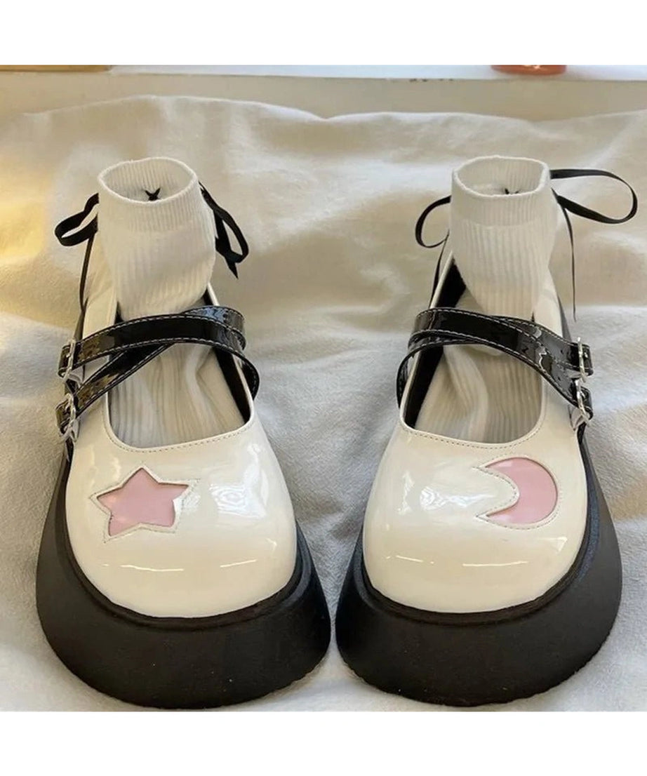 Moon & Star Kawaii Platform Mary Janes Shoes - Shoes