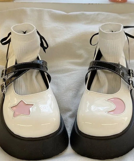 Moon & Star Kawaii Platform Mary Janes Shoes - Shoes