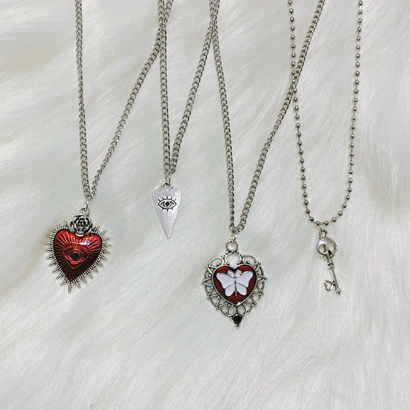Goth Mystic Heart Pendant Layered Necklaces Shoptery