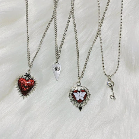 Goth Mystic Heart Pendant Layered Necklaces Shoptery