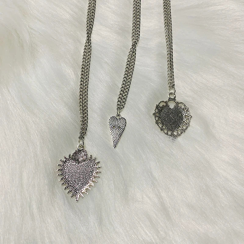 Goth Mystic Heart Pendant Layered Necklaces Shoptery
