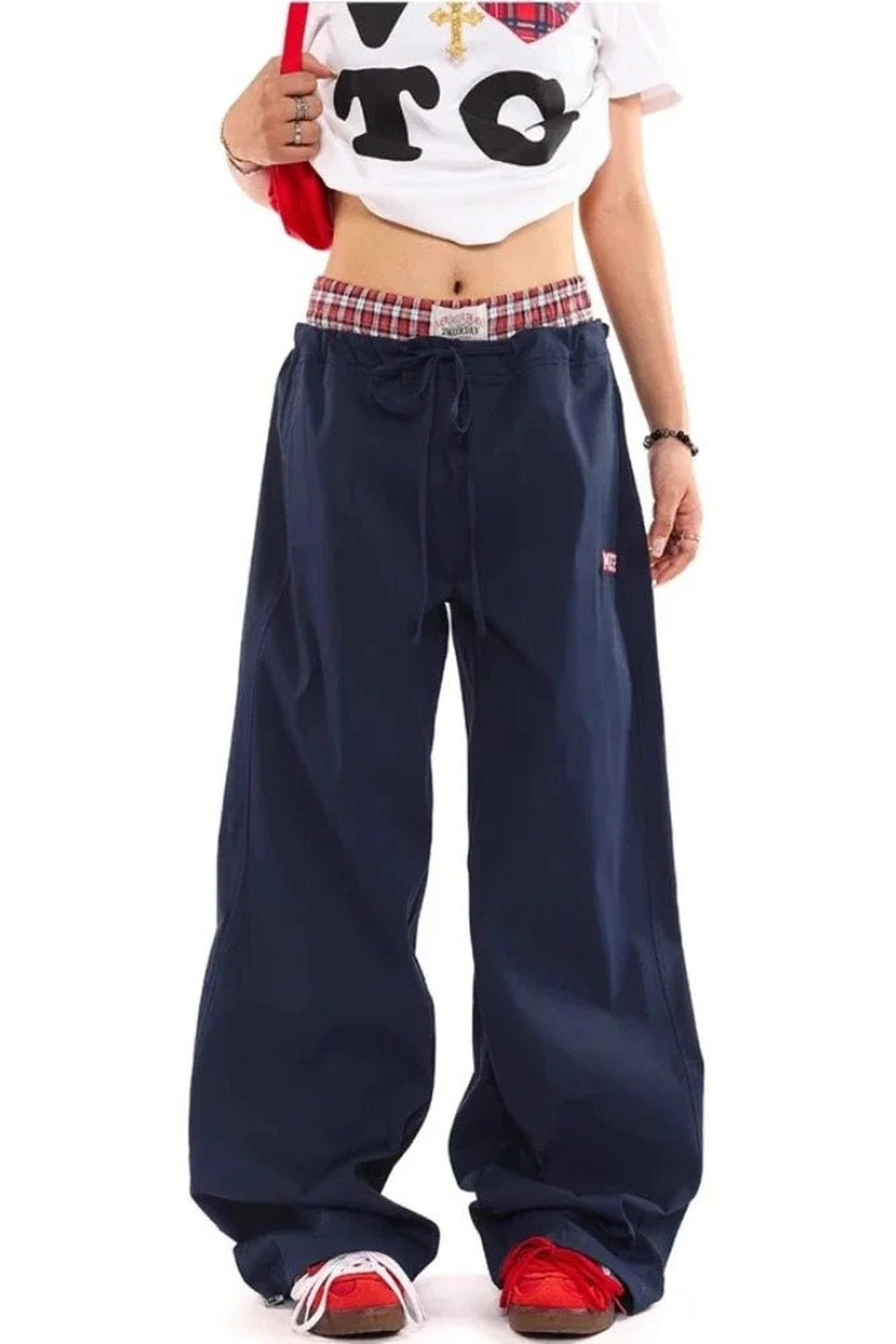 Y2k Navy Baggy Streetwear Pants Shoptery