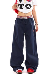 Y2k Navy Baggy Streetwear Pants Shoptery
