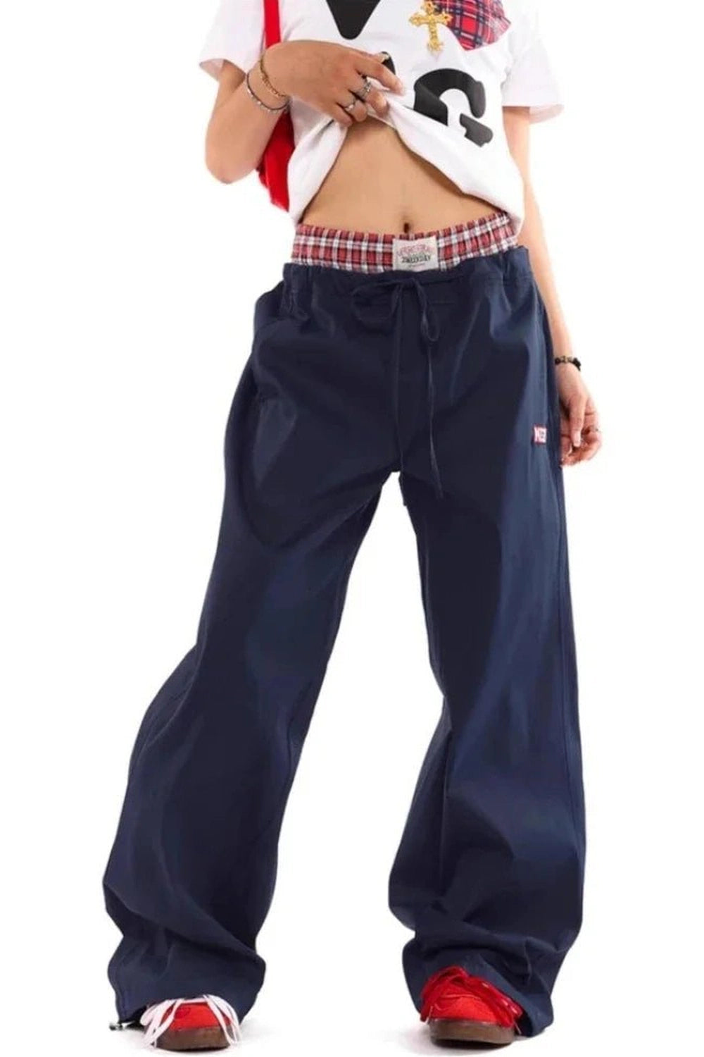 Y2k Navy Baggy Streetwear Pants Navy Shoptery