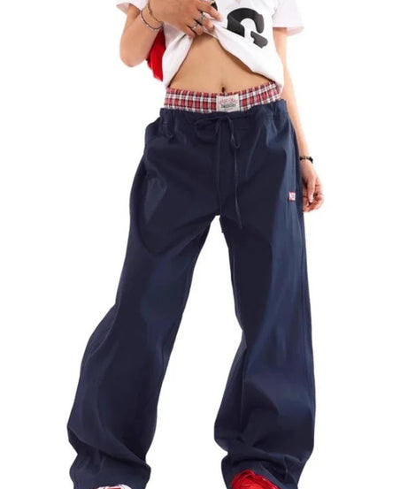 Navy Baggy Streetwear Pants - Pants