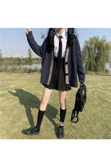 Retro Navy Preppy Varsity Cardigan Shoptery