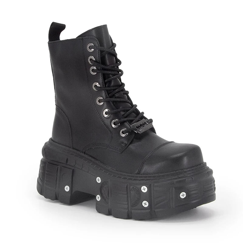 Alt Punk Platform Combat Boots black Shoptery