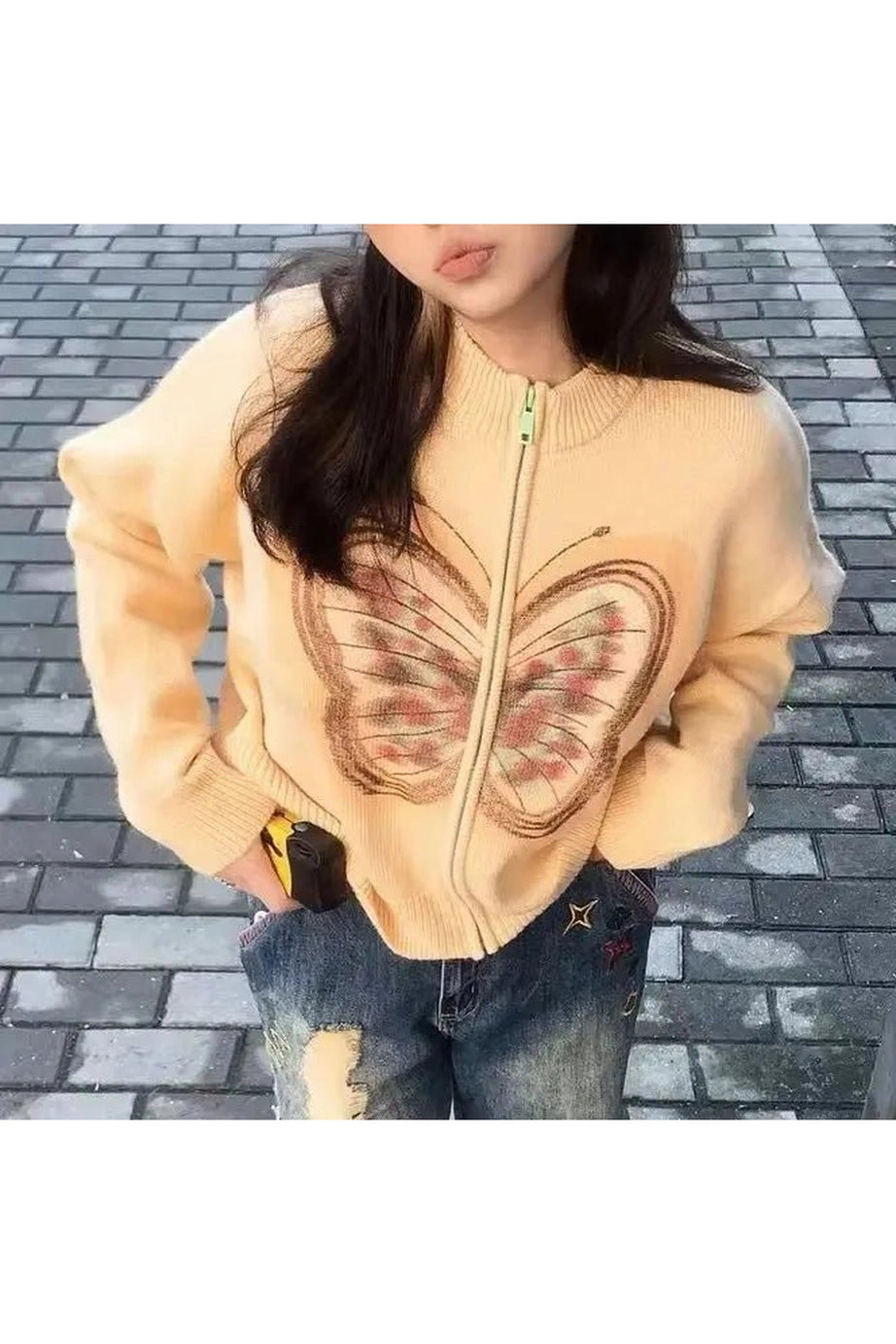 Neon Butterfly Knit Cardigan - Cardigans