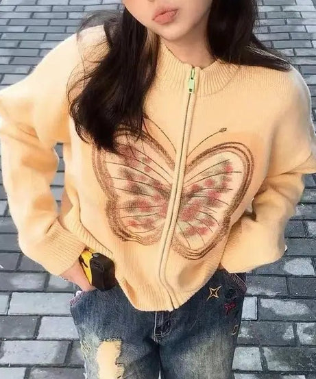 Neon Butterfly Knit Cardigan - Cardigans