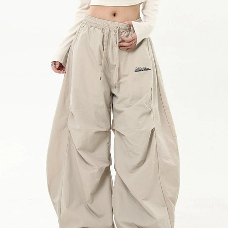 Y2k Neutral Oversized Parachute Pants Beige Shoptery