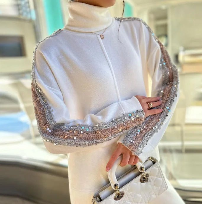 New Fashion Sequin Long Sleeved Pullover Top and Pants Set - 