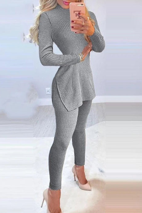 New Long Sleeved High Necked Knitted Pajama Set - 