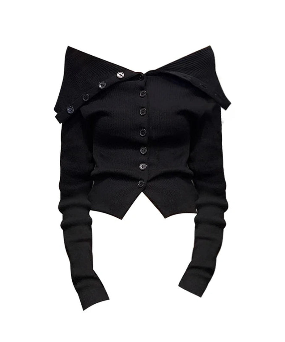 Noir Off - Shoulder Button - Up Cardigan - 