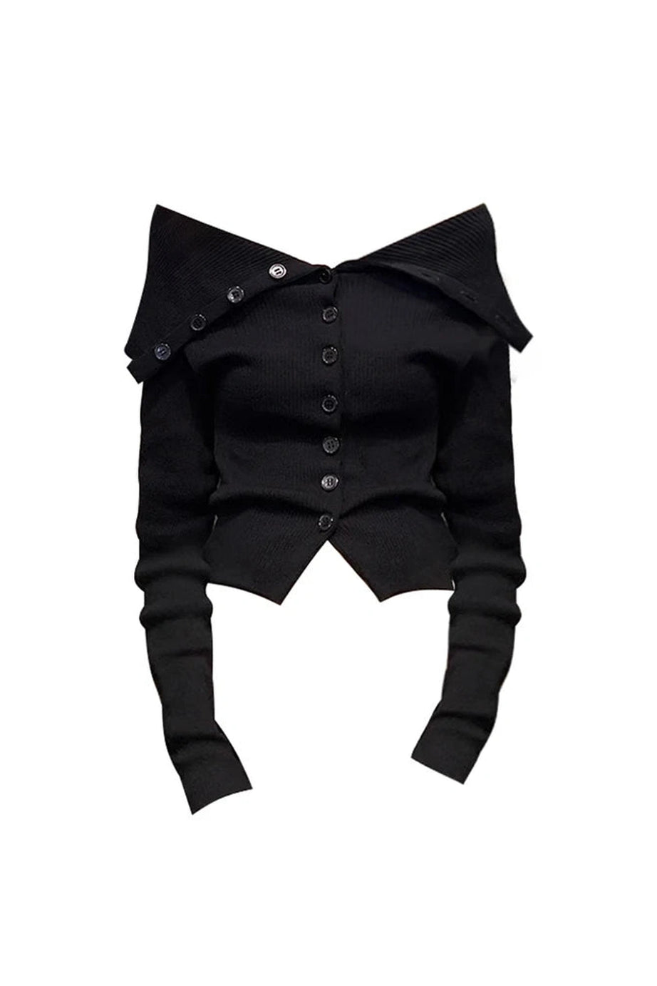 Noir Off - Shoulder Button - Up Cardigan - 