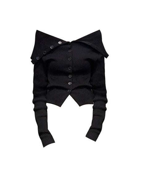 Noir Off - Shoulder Button - Up Cardigan - 