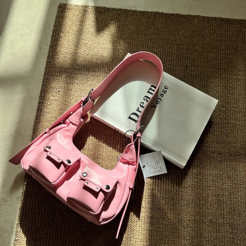 Noir Utility Y2k Pocket Bag Pink Shoptery