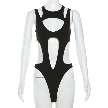 Y2k Obsidian Cutout Bodysuit Shoptery