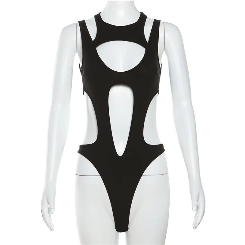 Y2k Obsidian Cutout Bodysuit Shoptery