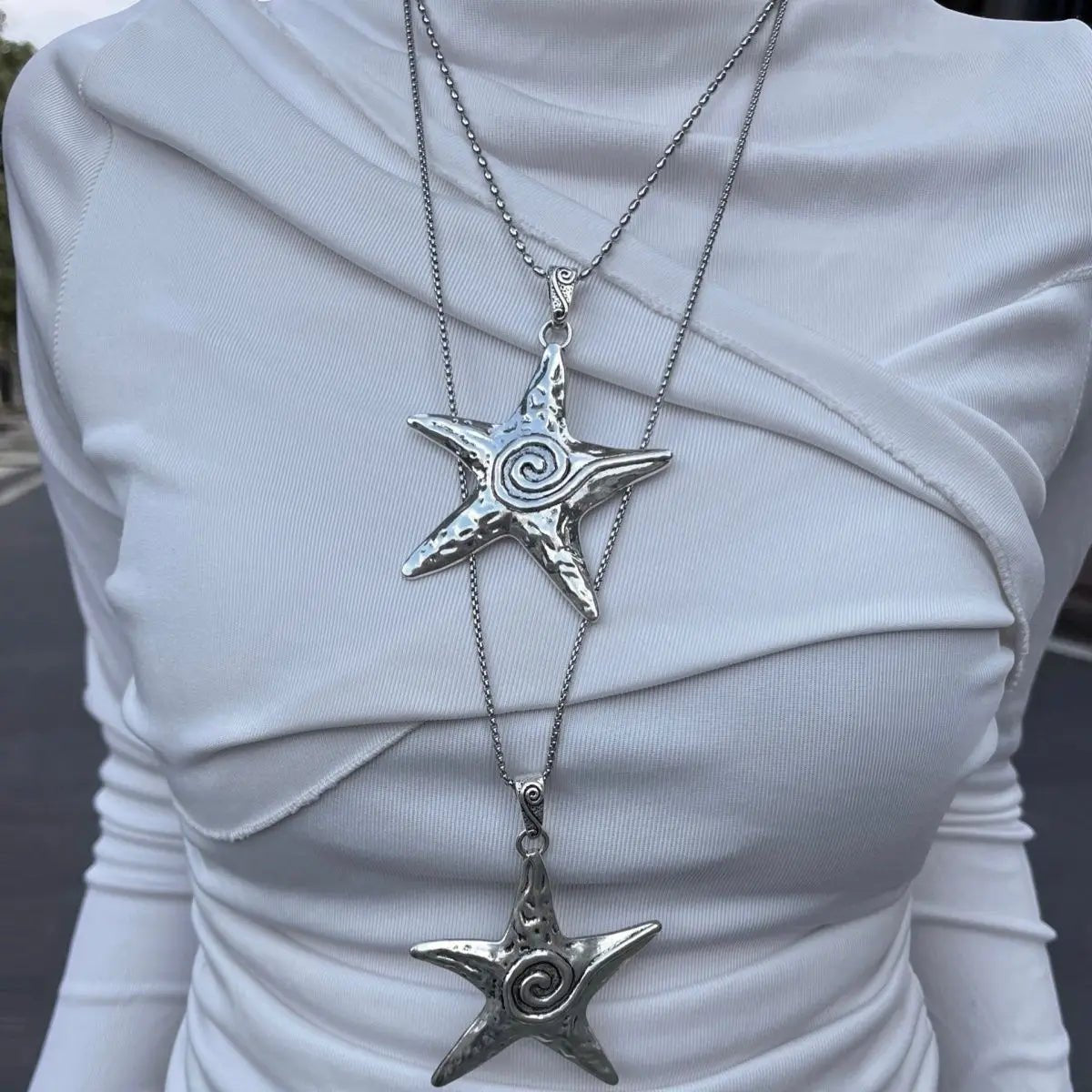 Ocean Edgy Starfish Necklace Shoptery