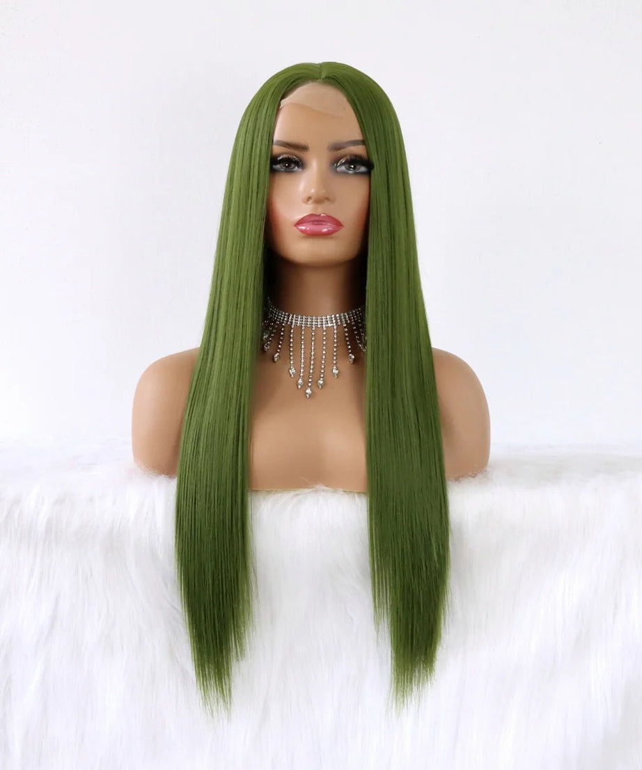 Olive Green Straight Wig - Wigs