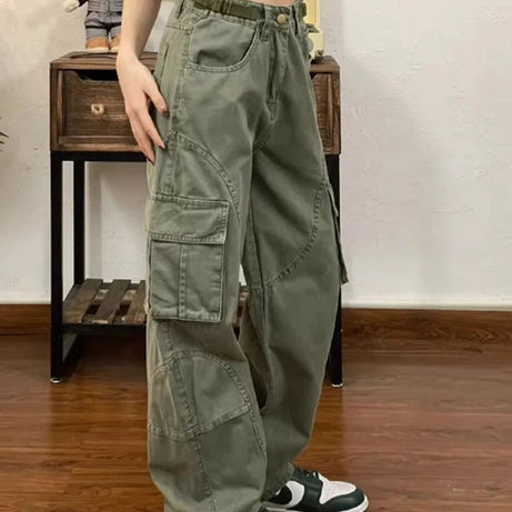 Olive Green Utility Y2k Cargo Pants Shoptery