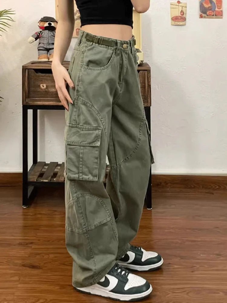 Olive Green Utility Y2k Cargo Pants Shoptery