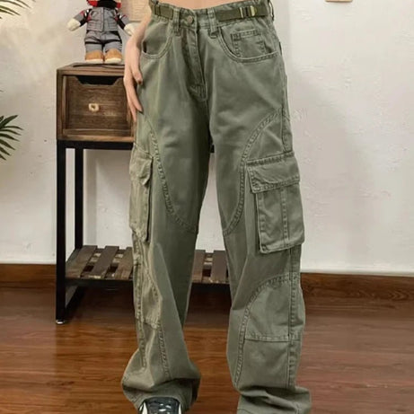 Olive Green Utility Y2k Cargo Pants Shoptery