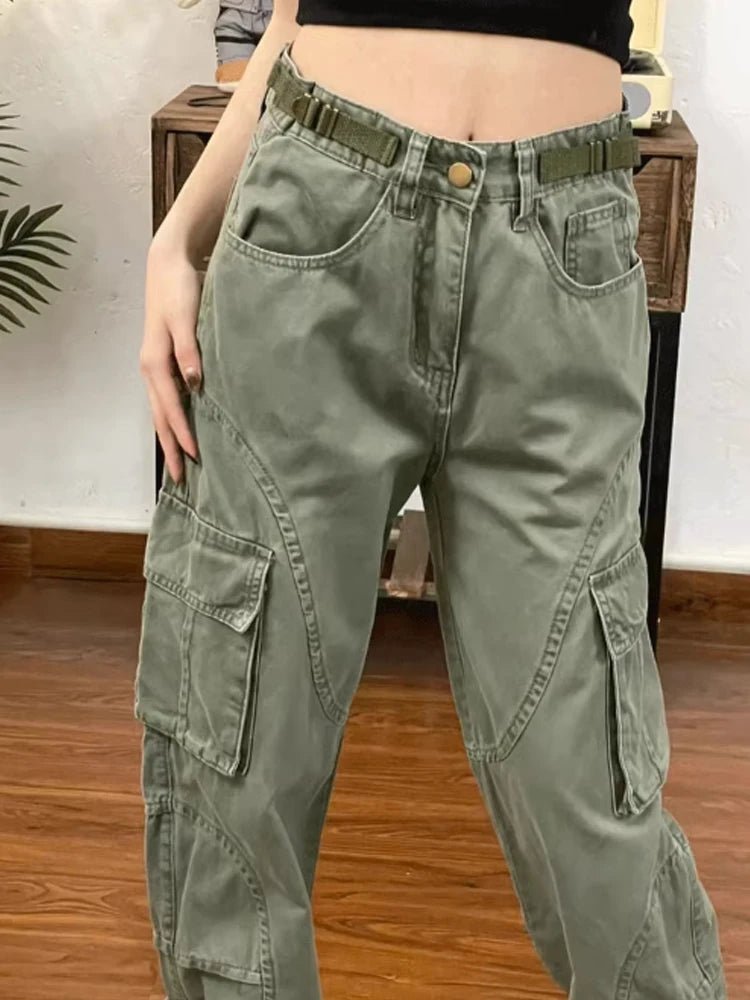 Olive Green Utility Y2k Cargo Pants Shoptery