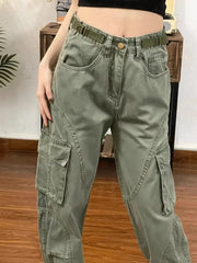 Olive Green Utility Y2k Cargo Pants Shoptery