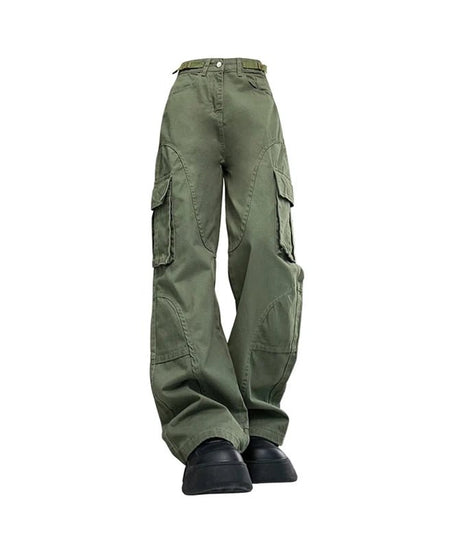 Olive Green Utility Cargo Pants - Pants