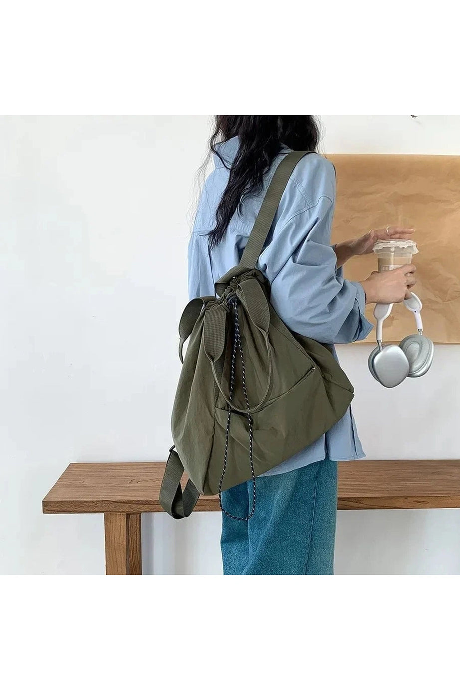 Olive Urban Drawstring Backpack - Backpacks