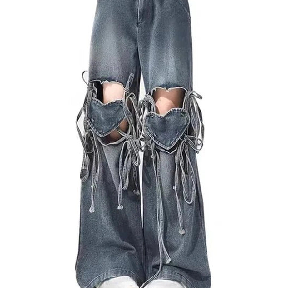 Alt Ombre Cutout Lace-Up Pants Blue Shoptery